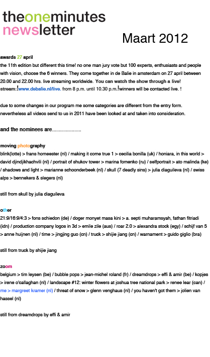 The One Minutes Nominations margreetkramer MRS.B